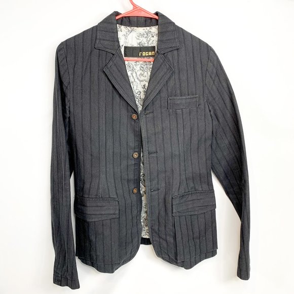 Rogan Jackets & Blazers - ROGAN Striped Washed Black Denim Blazer